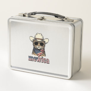Gato Vaquero Patriótico Mewica Diseño Vector Vinta