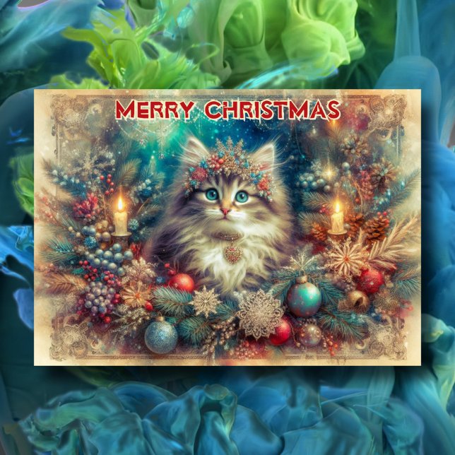 Gato vintage de navidad con escritura (Subido por el creador)