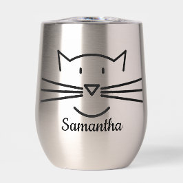 Gato Whiskers Diseño Tumbler de Vino Termal