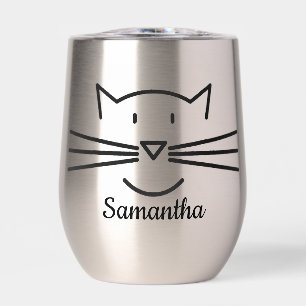 Gato Whiskers Diseño Tumbler de Vino Termal