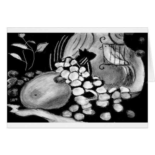 Gato y ave de carbón vegetal (Anverso (Horizontal))