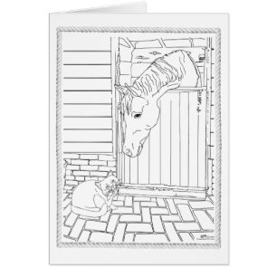 Gato y caballo en Barn