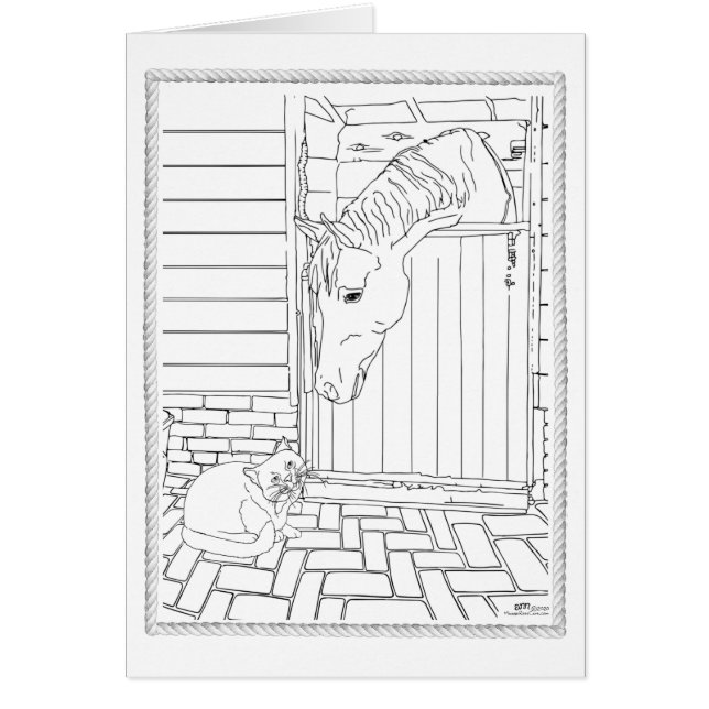 Gato y caballo en Barn (Frente)