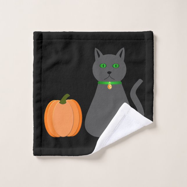 Gato y calabaza de Halloween (Toallita)