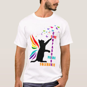 Gato y camiseta con mariposa del orgullo gay mascu