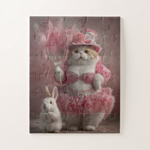 Gato y conejito rosa Showgirl - Rompecabezas