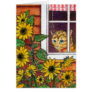gato y girasol