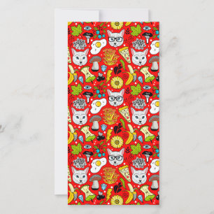 Gato y huevo en rojo