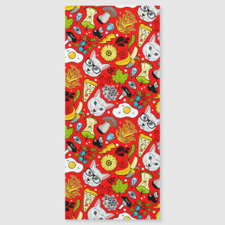 Gato y huevo en rojo