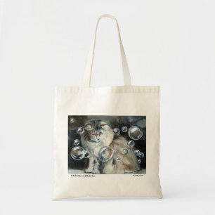 Gato y la bolsa de asas de pelo largo de las