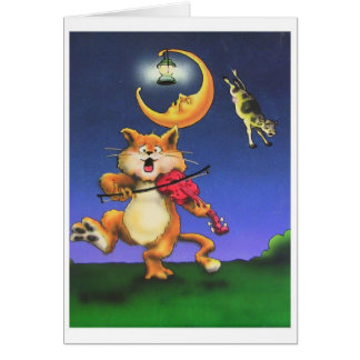 Gato y la tarjeta del tema de los niños del violín