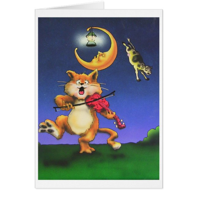 Gato y la tarjeta del tema de los niños del violín (Frente)