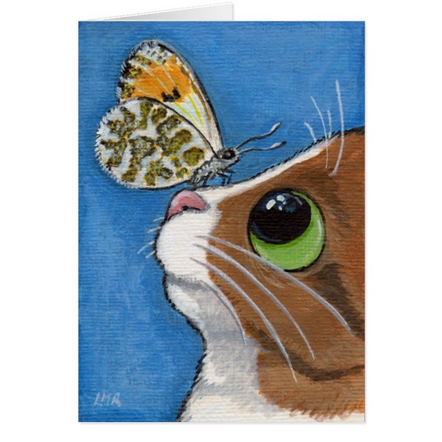 Gato y mariposa de Tabby del jengibre (Frente)