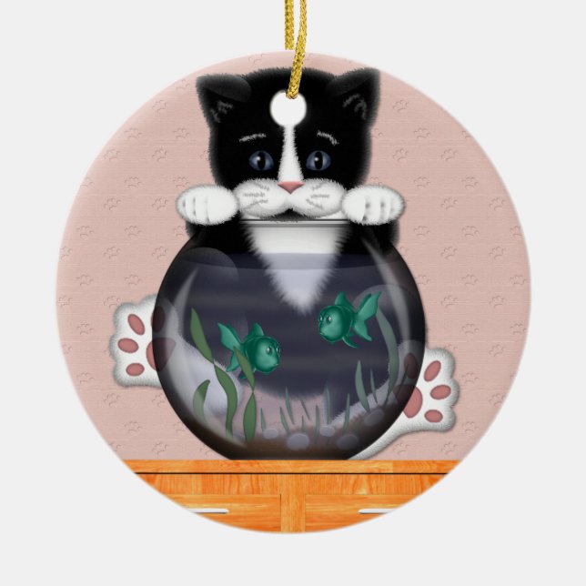 Gato y ornamento de Fishbowl (Frente)