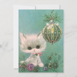 Gato y ornamento vintage de Navidad