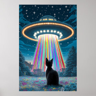 Gato y OVNI psicodélico Gracioso arte de secuest