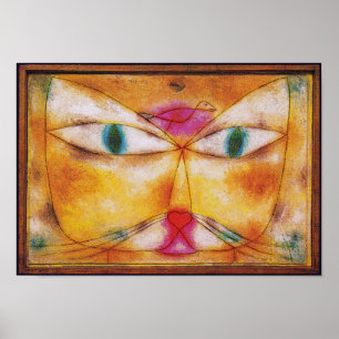 Gato y pájaro - impresión del poster del arte