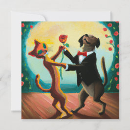 Gato y perro bailando tango en Dance Club, arte de