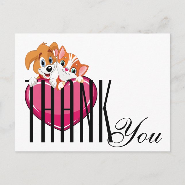 Gato y perro gracias postal (Anverso)