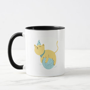 Gato y rollo de taza de café