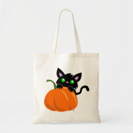 Gato y una bolsa de tocador de calabaza