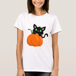 Gato y una camiseta de calabaza