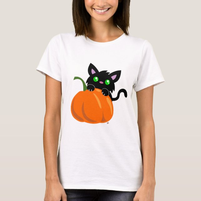 Gato y una camiseta de calabaza (Anverso)