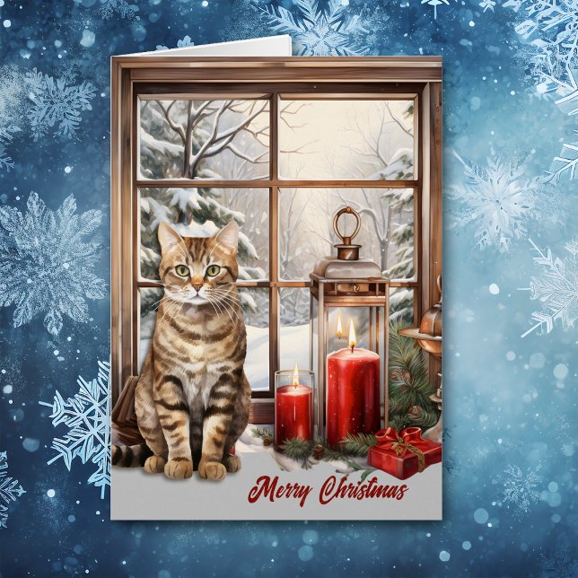 Gato y velas de tabby en Navidades de la ventana d (Subido por el creador)