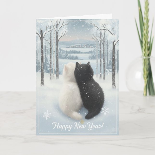 Gatos Acogedores de Invierno Tarjeta de Felicitaci (Anverso)