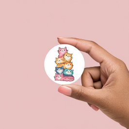 Gatos apilados Watercolor Art Cute Pegatina