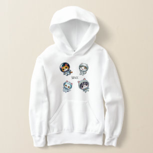 Gatos astronautas en el espacio con amigos