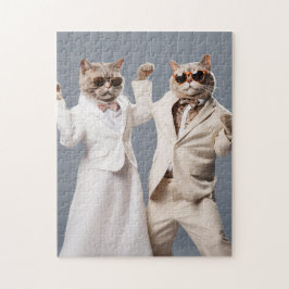 Gatos bailando con ropa Rompecabezas