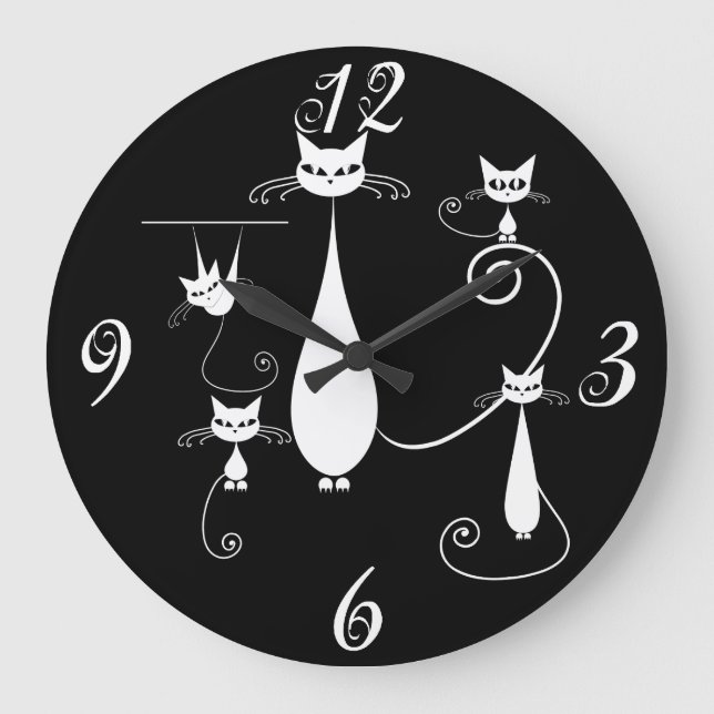 Gatos blancos por todas partes reloj de pared (Anverso)