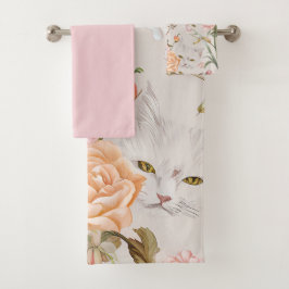 Gatos Blancos Rosas Rosadas Floral