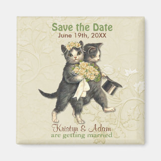 Gatos bodas salvan imanes de fecha - marfil
