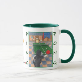 Gatos brote del ping-pong y taza de Tony
