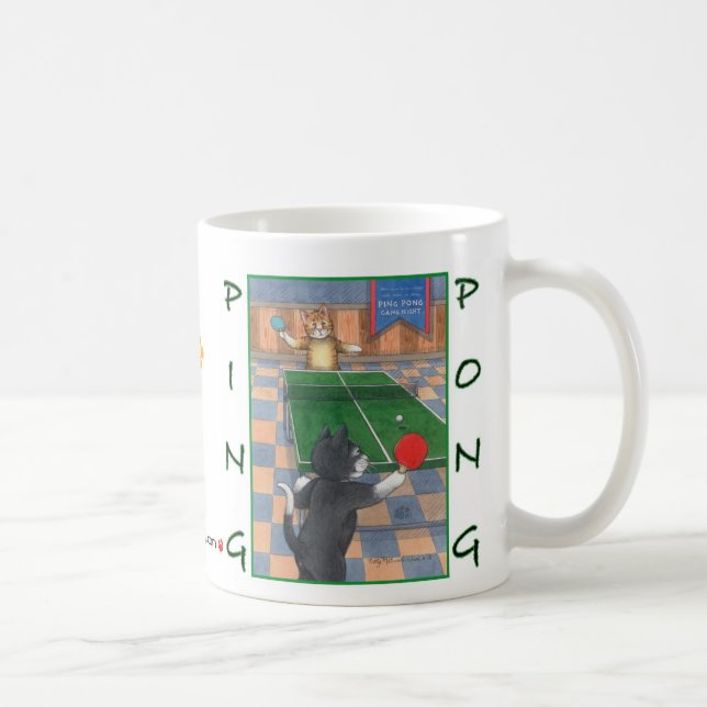 Gatos brote del ping-pong y taza de Tony (Derecha)