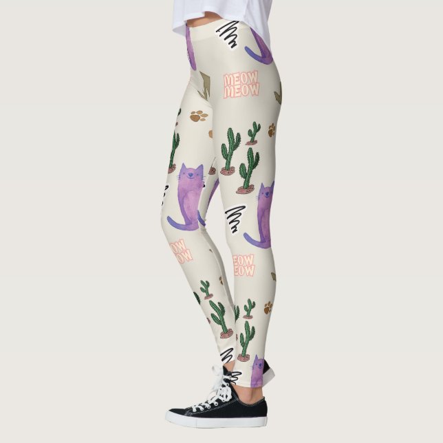 Gatos Cactus Patas Gatos Leggings (Izquierda)