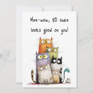 Gatos Caprichosos con Ojos Grandes Tarjeta Plana d