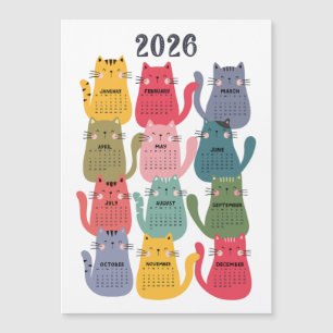 Gatos coloridos del calendario 2026