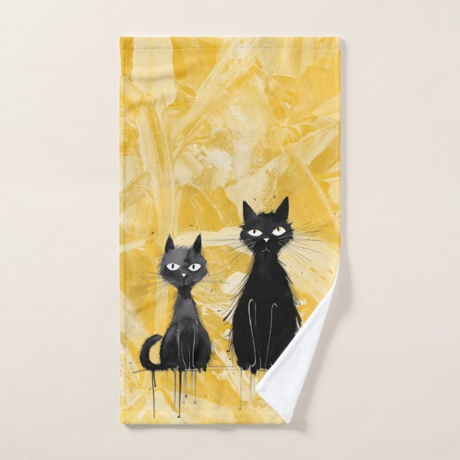 Gatos con amarillo (Toalla de mano)