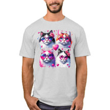 Gatos Con Camisa De Gafas De Corazón