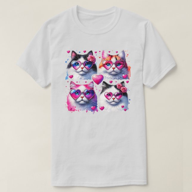 Gatos Con Camisa De Gafas De Corazón (Diseño del anverso)