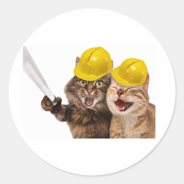 gatos con gorras duros pegatina redondo clásico (Anverso)