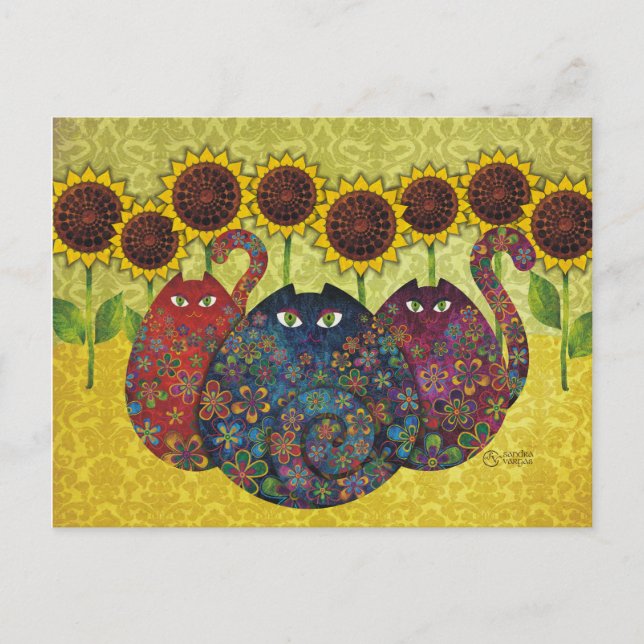 Gatos Con Sunflower Postales TBA (Anverso)