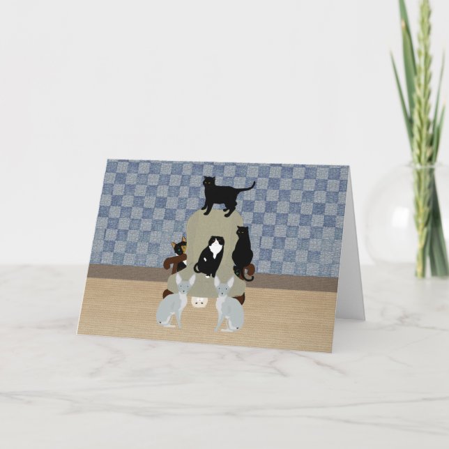 Gatos con una tarjeta de felicitación para el gran (Anverso)