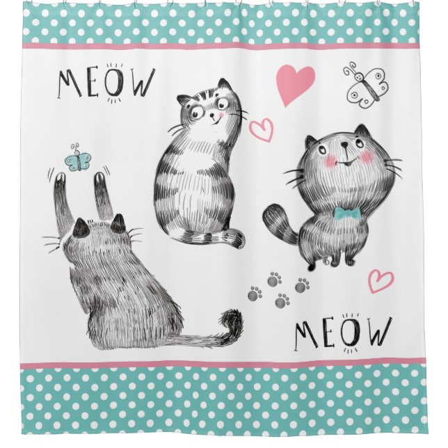 Gatos cortos, mariposas cortina de ducha (Anverso)