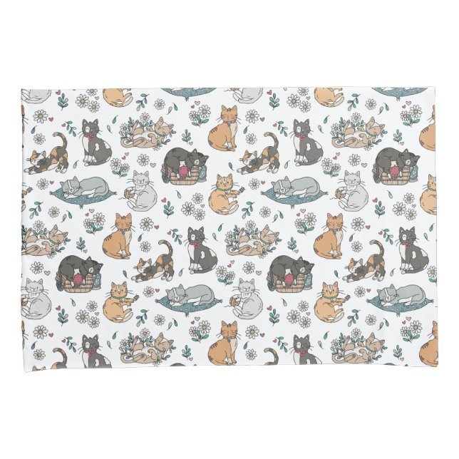 Gatos Cuidados Chicas Juego de Fundas de almohada  (Anverso-Derecho)