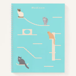 Gatos Cutos En Un Cuaderno De Espiral Azul De La P