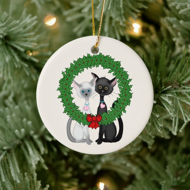 Gatos Cutos Personalizados Primer Ornamento De Nav (Árbol)